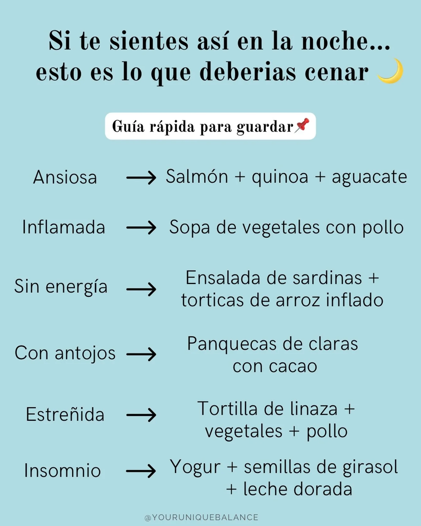Guarda este post para que siempre lo tengas a la mano y comp&aacute;rtelo 📌

Muchas veces pensamos que la ansiedad en la noche, los antojos o el no poder dormir aparecen &ldquo;de la nada&rdquo;&hellip;

pero lo que cenas tiene MUCHO que ver con c&o