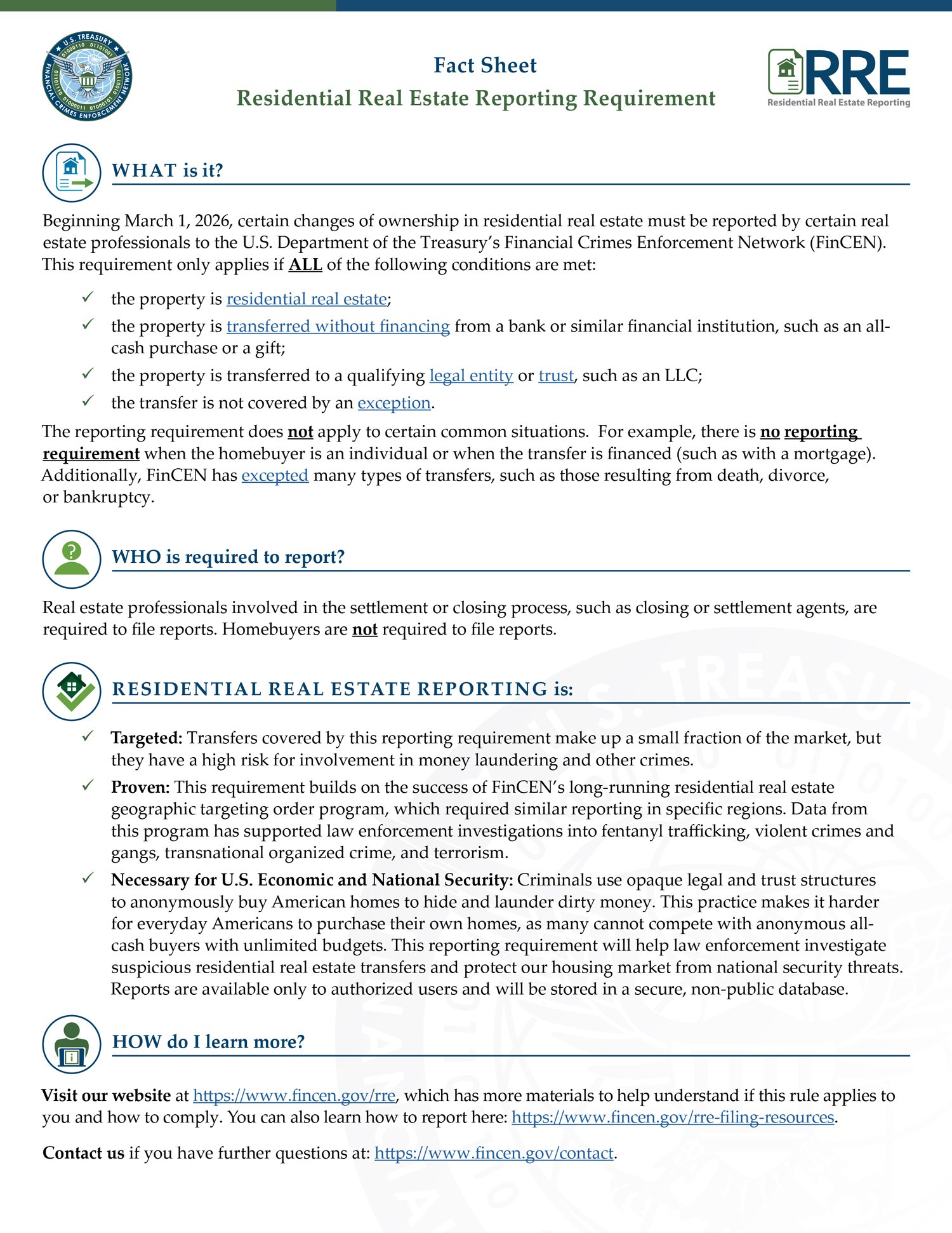 FinCEN RRE Reporting — Proper Title