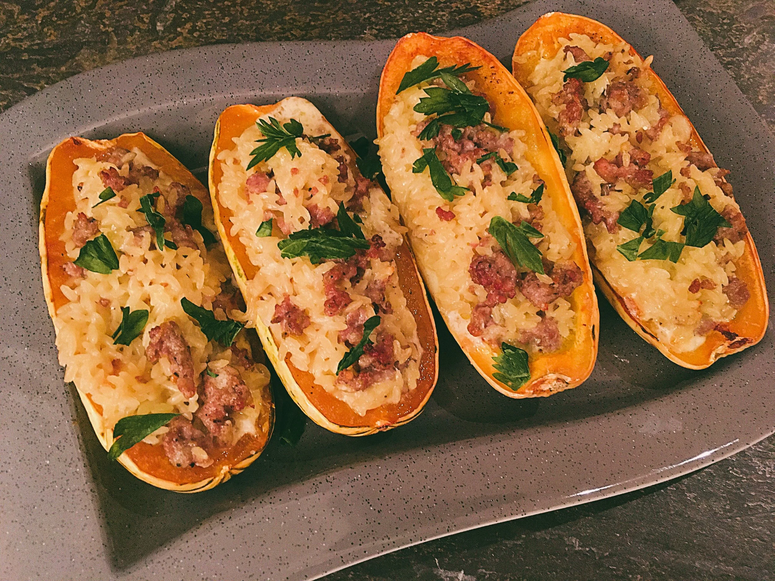 Berkshire Eagle Column: Delicata Squash Stuffed with Orzo