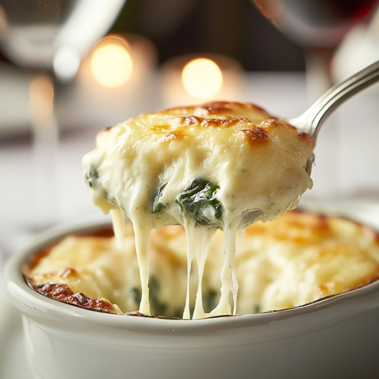 Garlicky Potato and Baby Spinach Gratin