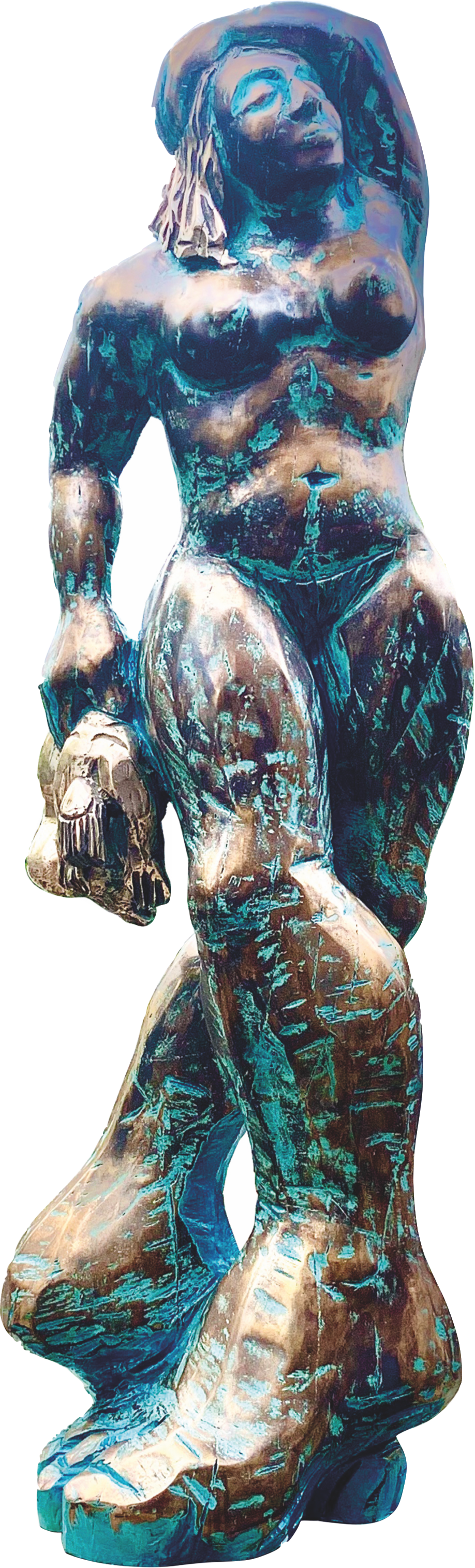 “Puppe kaputt” , Bronze farbig gefasst, 160 cm, 2020 (verkauft)