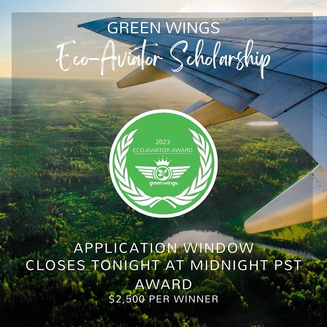 ❗️LAST CHANCE

🌱 The application window for our Eco-Aviator Award closes tonight at midnight pacific time. Get your applications in ASAP for a chance to be awarded $2,500.

🔗 Link in our bio