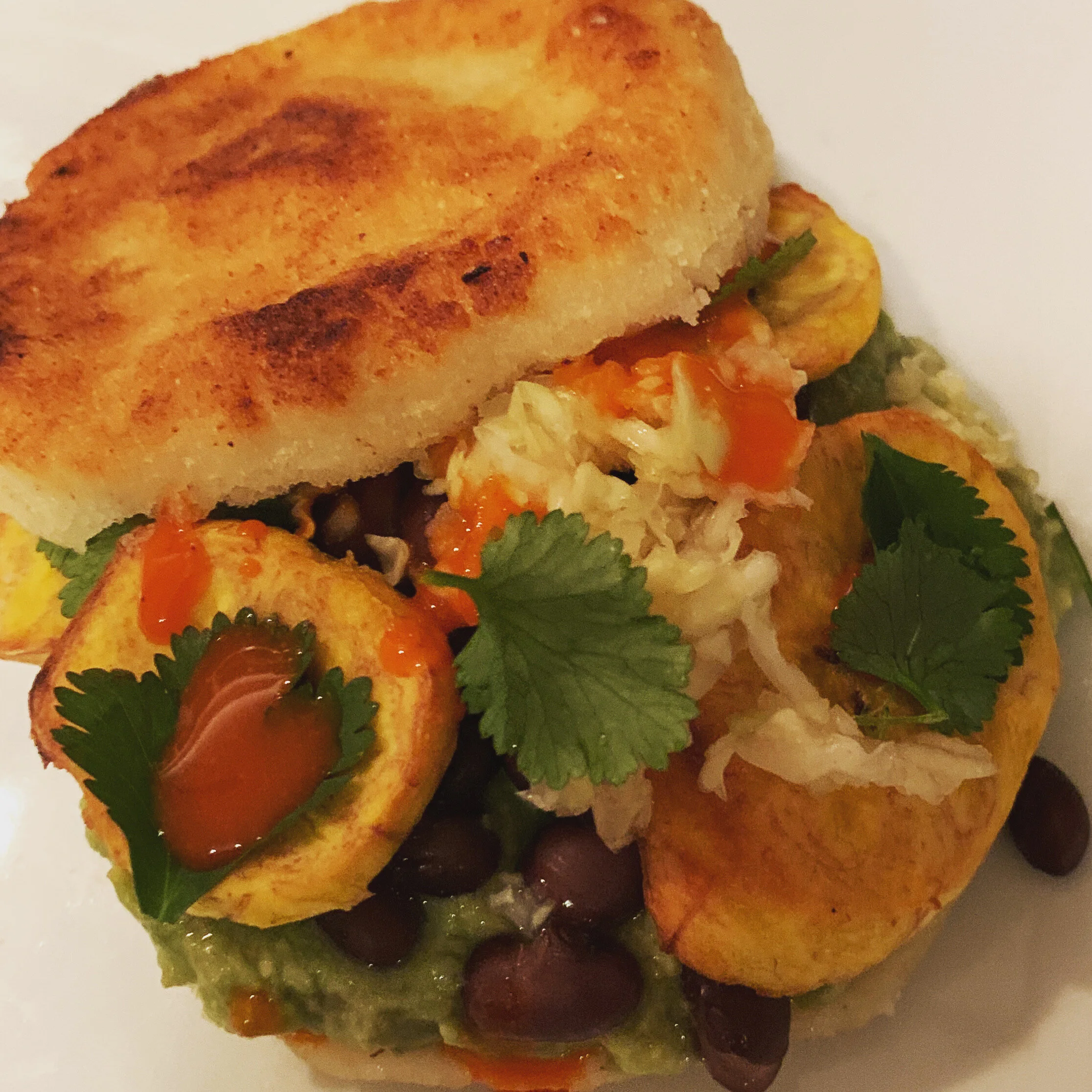 Black Bean &amp; Plantain Arepa Sandwiches