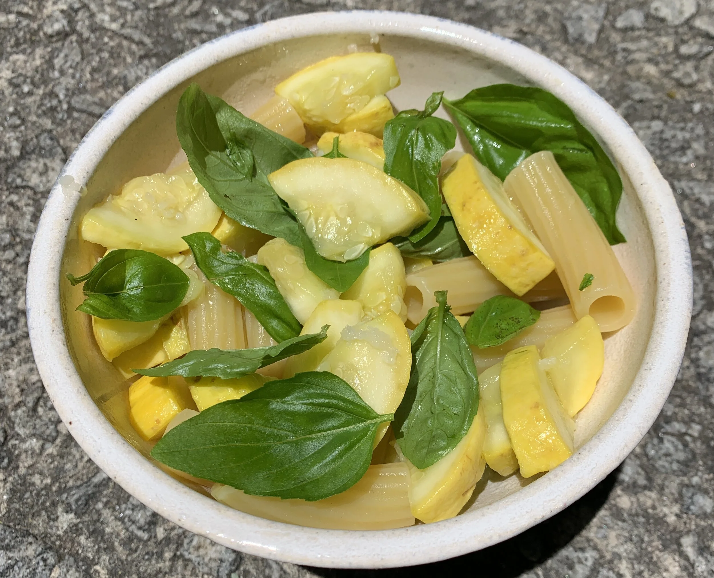 Tortiglioni with Yellow Squash &amp; Basil