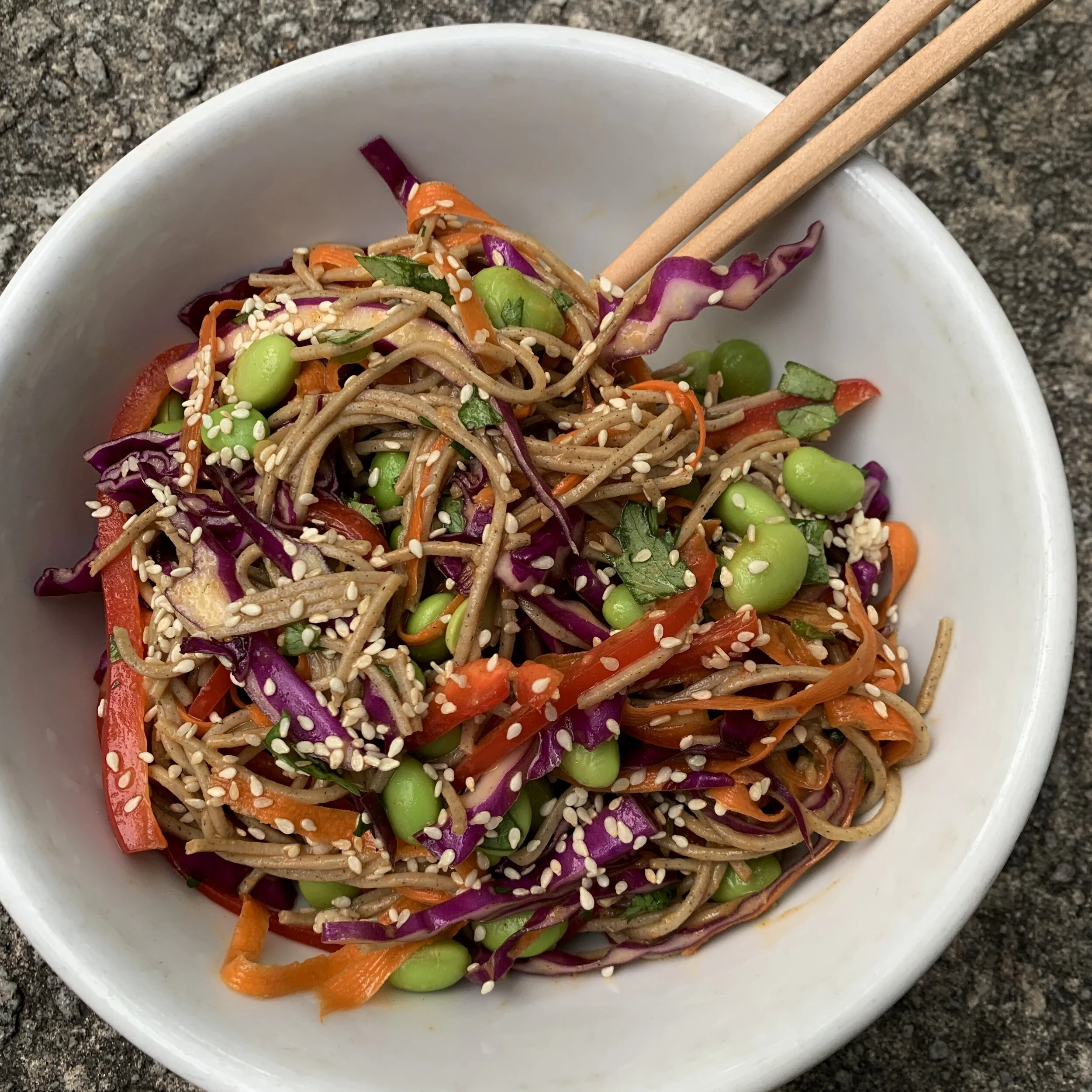 Colorful Veggie Sesame Noodles