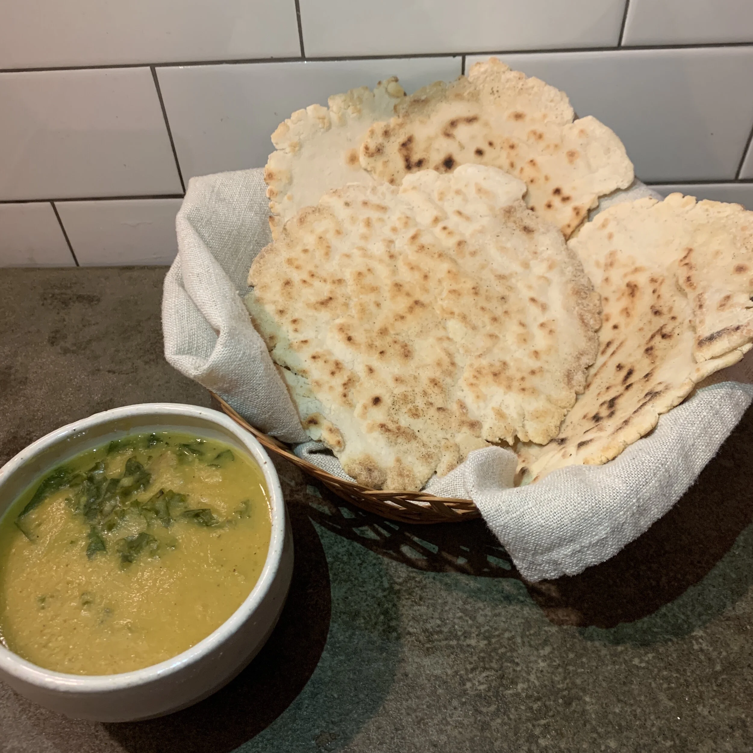 Fluffy Gluten Free Naan &amp; Lentil Kale Soup