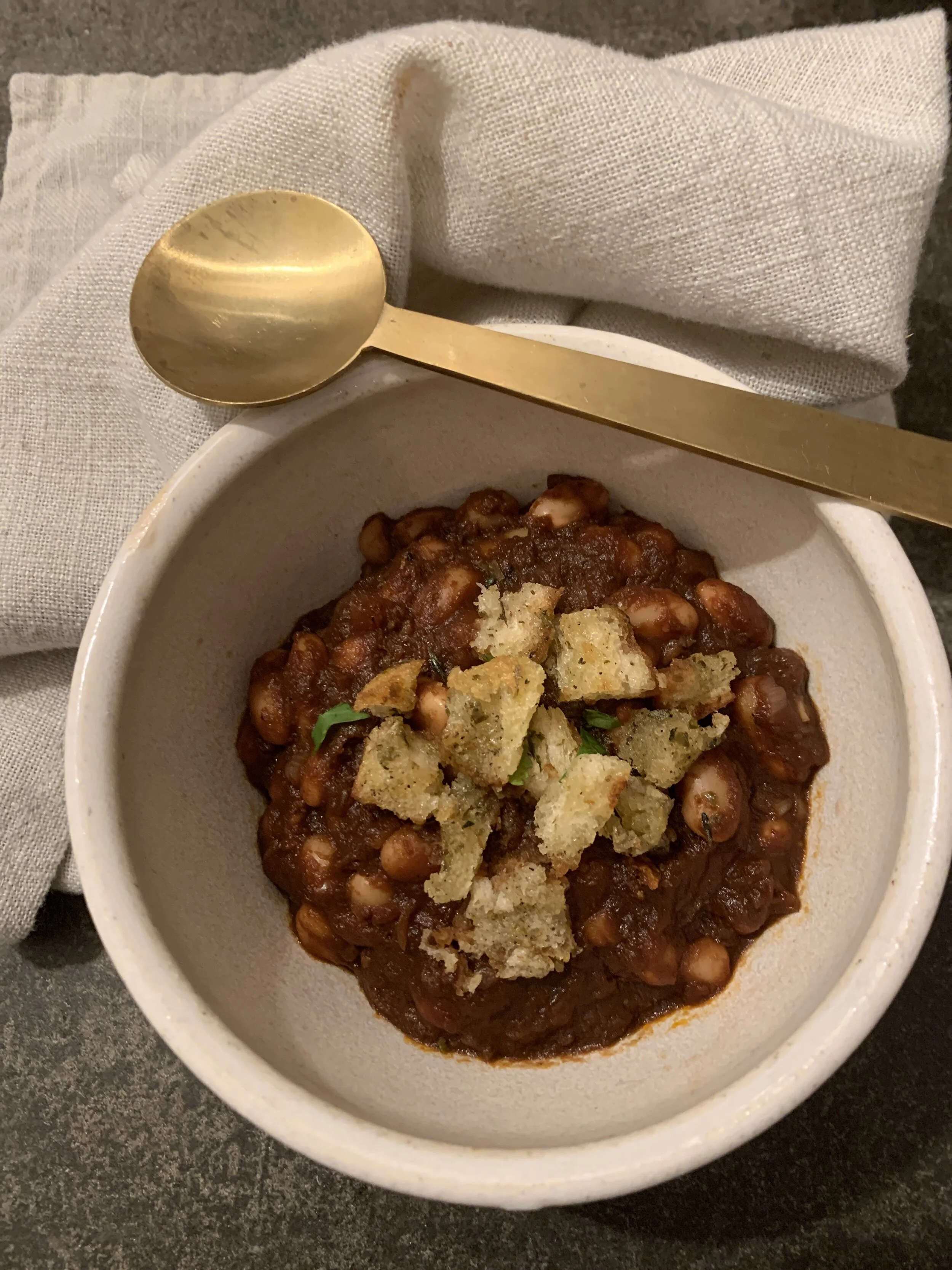 Jammy Sun Dried Tomato White Beans With Crispy Caper Breadcrumbs