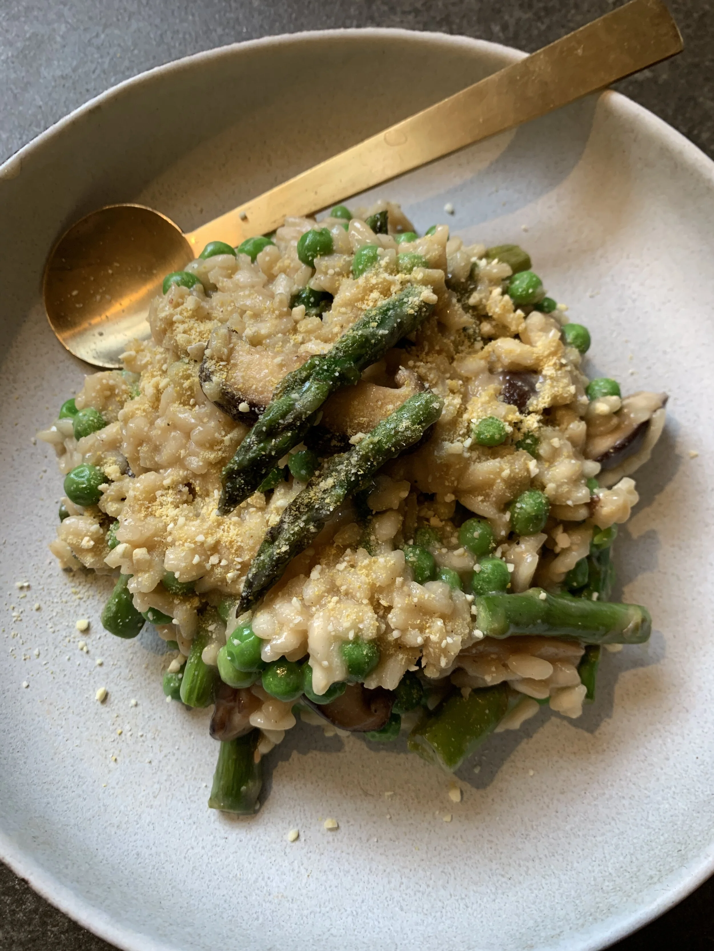 Vegan Risotto with Miso and Spring Vegetables