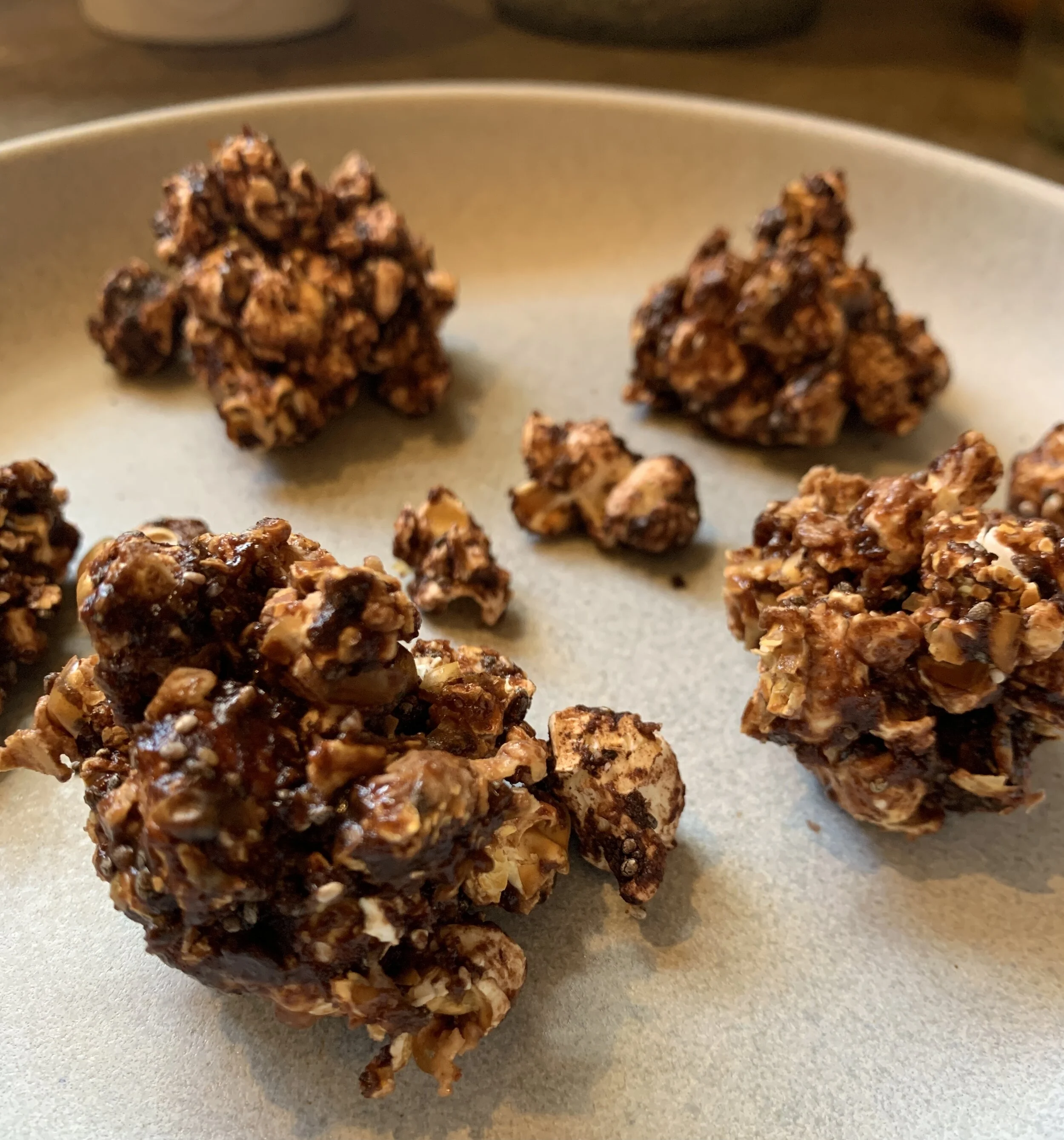 Salted Chocolate Chia Popcorn Balls