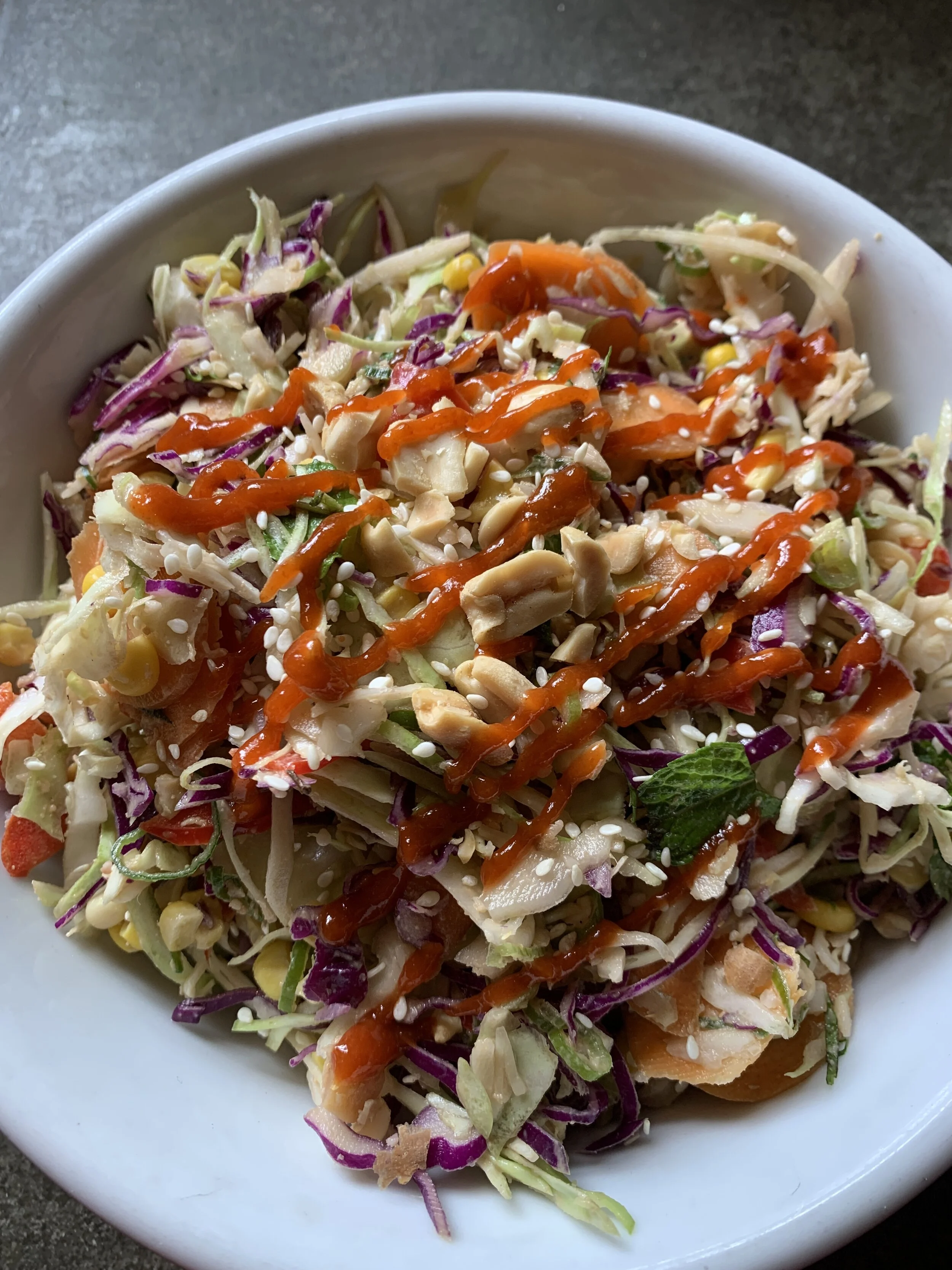 Charred Corn Slaw With Peanut Butter Lime Dressing