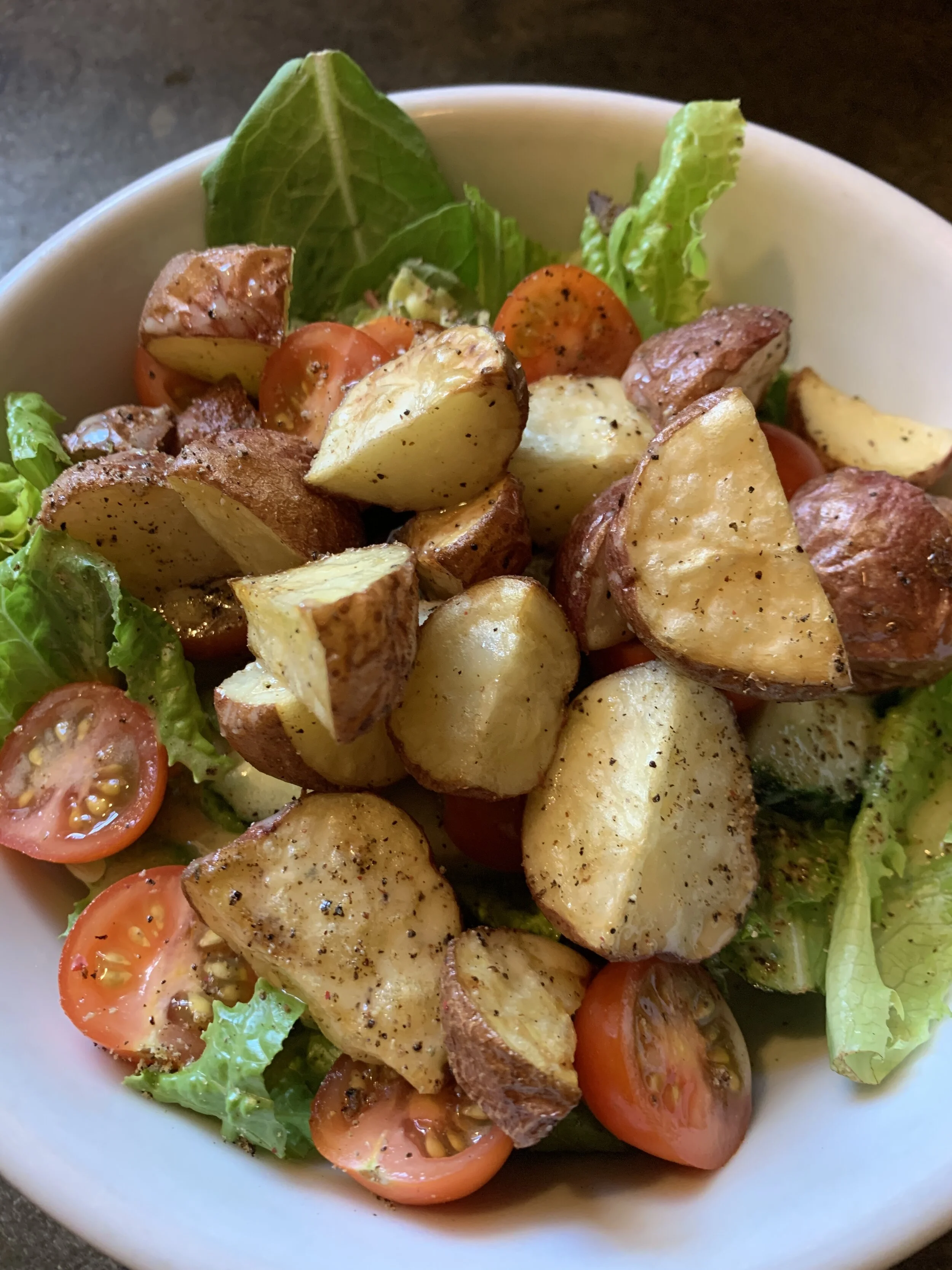 Air Fryer New Potatoes With Summer Veggies &amp; Mustard Vinaigrette