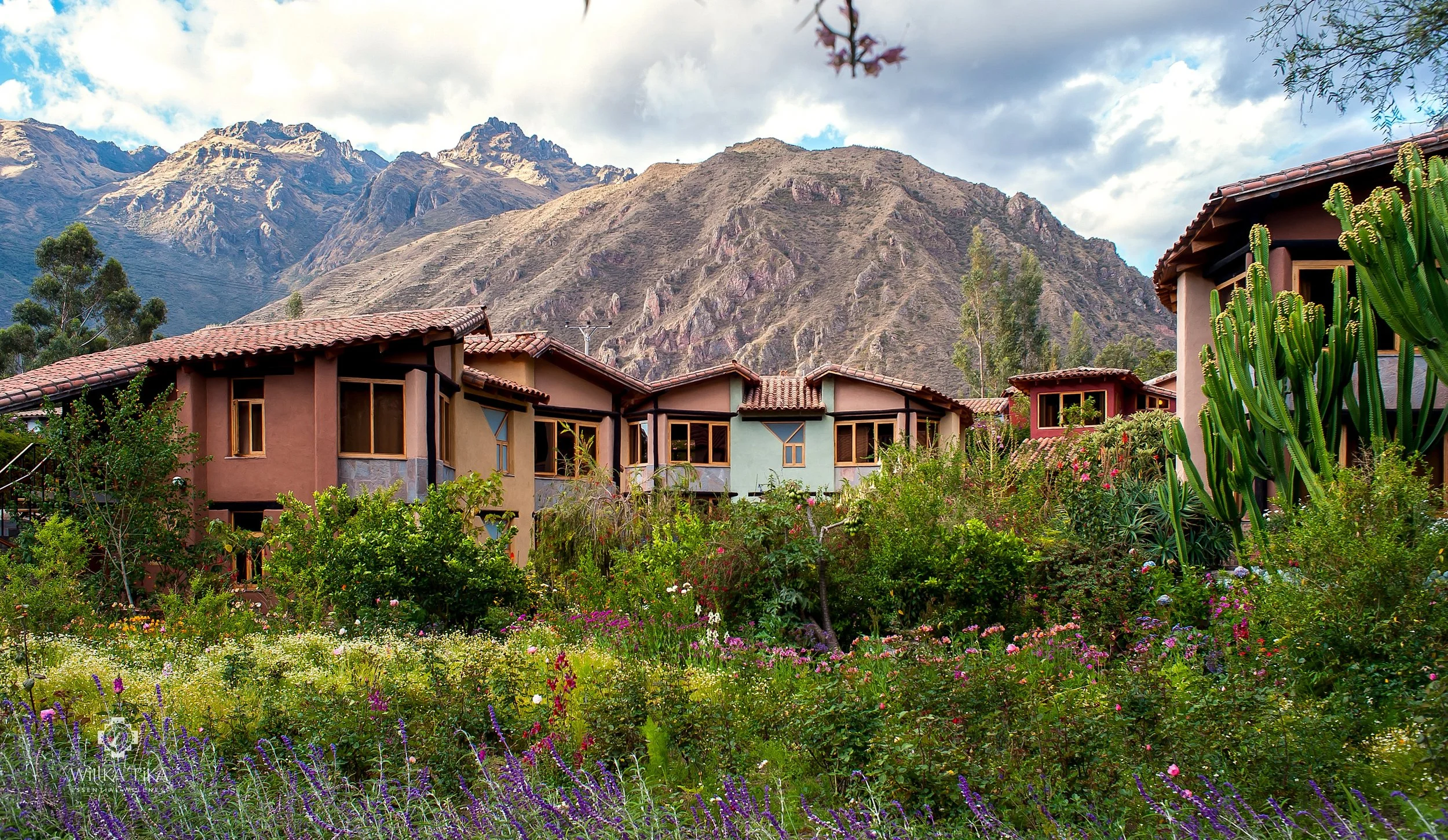 Modern white house with glass doors and balcony, surrounded by lush green trees and plants in a dense forest.