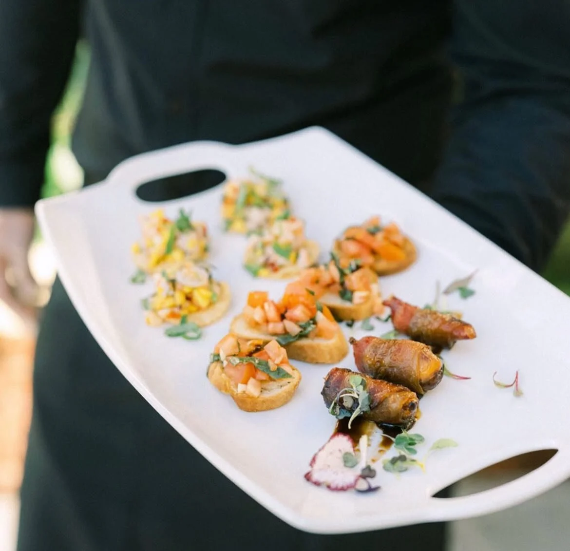 Did you know we create bride + groom appetizer platters so you can savor every bite of cocktail hour &mdash; even while taking those dreamy photos? ✨
Fun fact: In our 41 years, not a single couple has missed out on enjoying their wedding day cuisine,