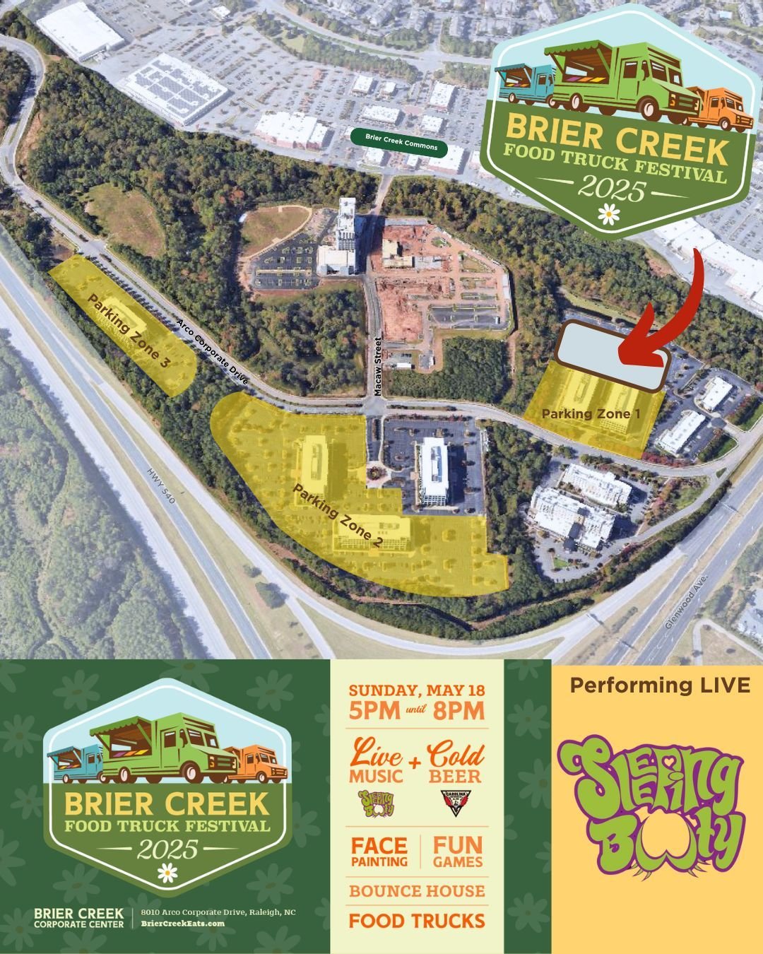 Brier Creek Spring Food Truck Festival is just around the corner! Here are some tips to plan your visit:

1. Know where to park- all parking locations are just a short walk from the main event

2. Plan your visit! Head over to www.briercreekeats.com 