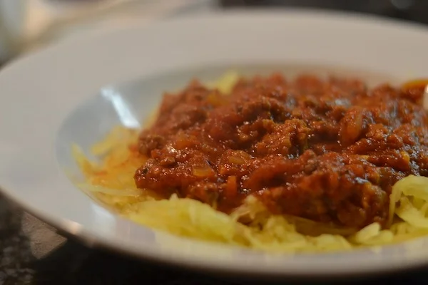 Stephanie’s “Homemade” Spaghetti (Squash) & Meaty Bolognese [Paleo]