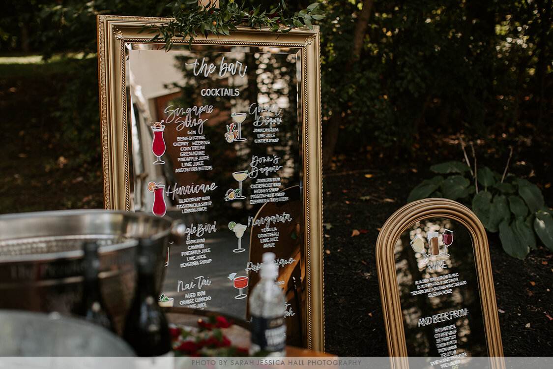 bar menus on mirrors