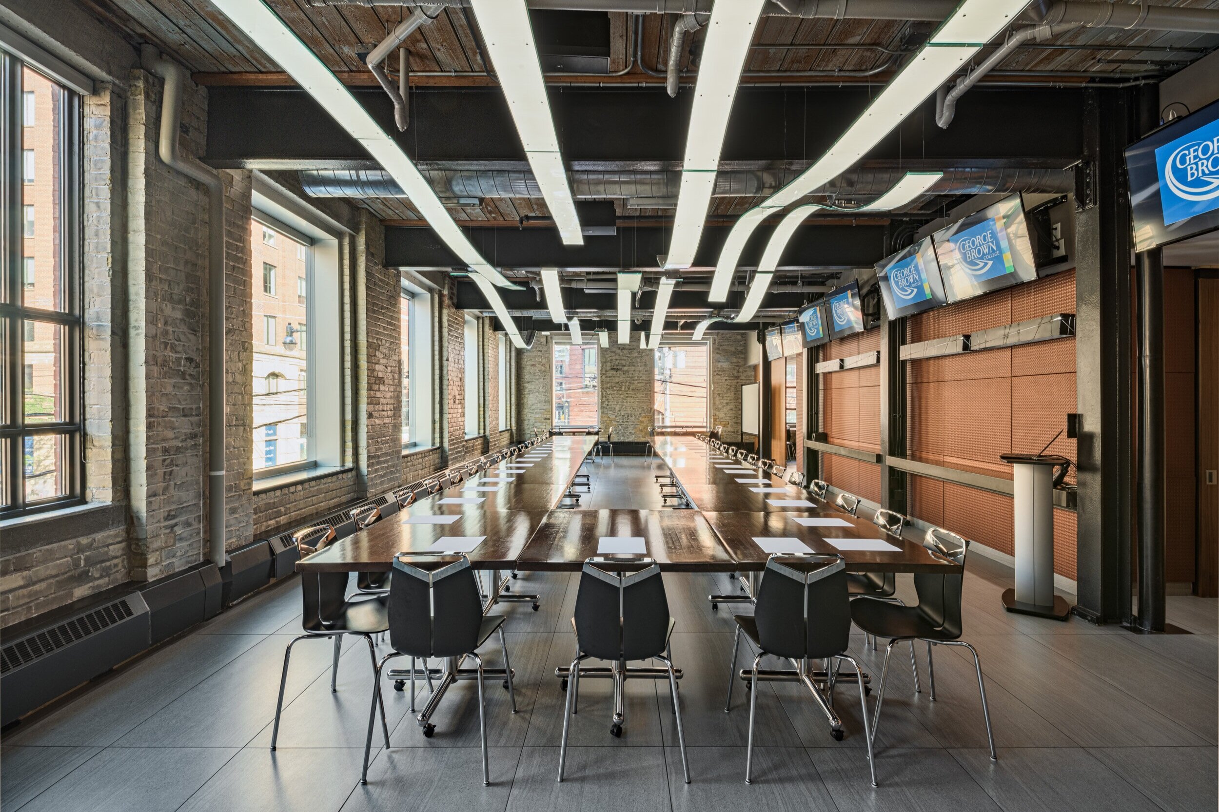 An Event Space setup boardroom-style at the Centre for Hospitality &amp; Culinary Arts at George Brown College