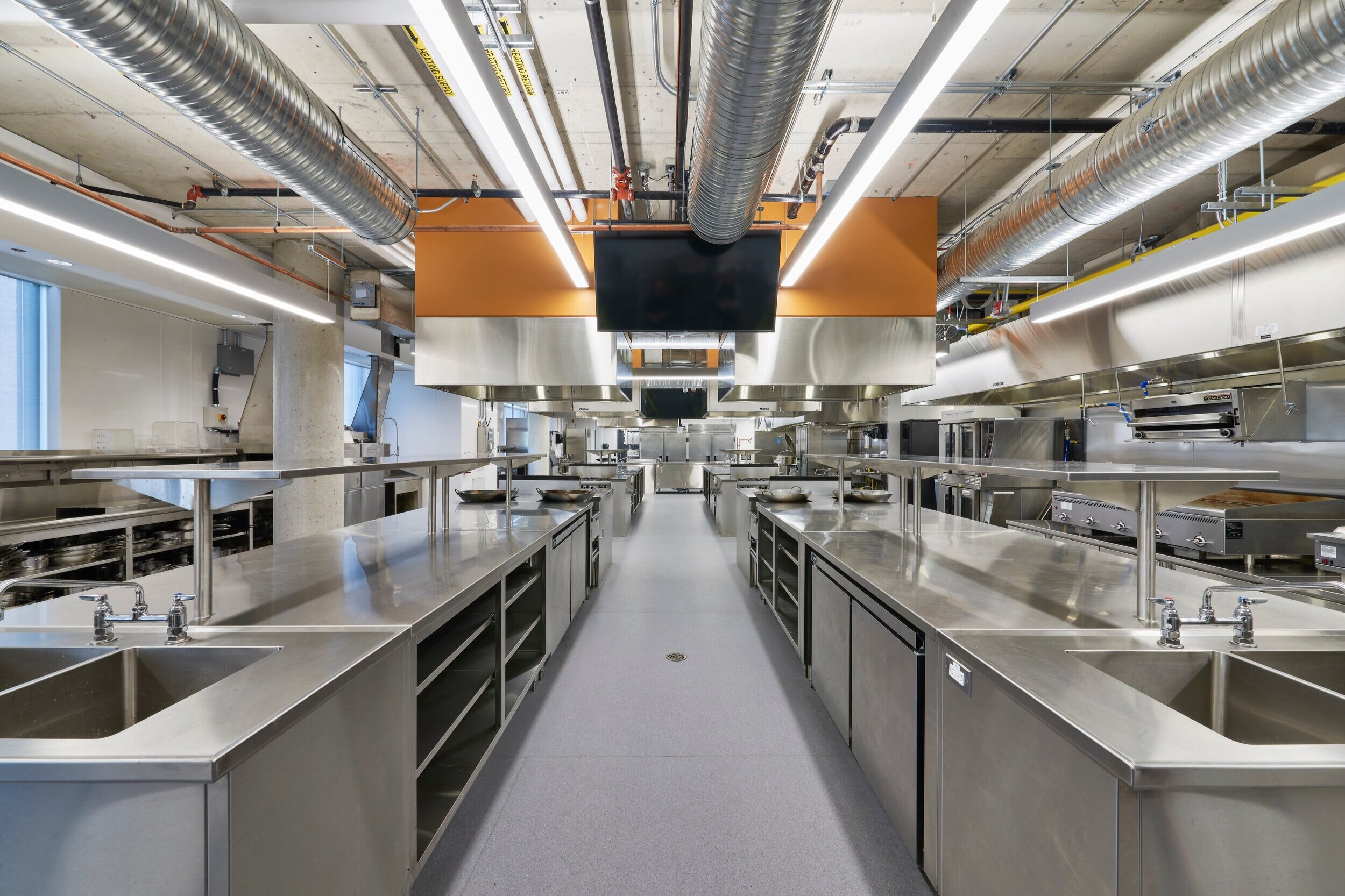 Alternate view of a Culinary Kitchen Lab at the Centre for Hospitality &amp; Culinary Arts at George Brown College