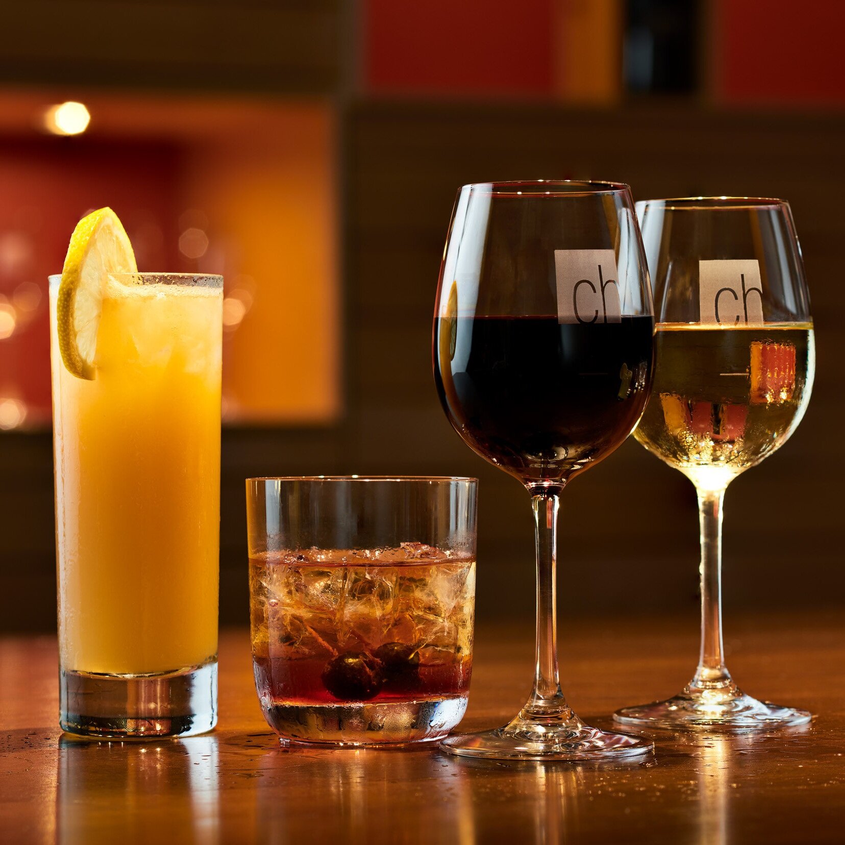 A selection of drinks served in The Restaurant at the Centre for Hospitality &amp; Culinary Arts at George Brown College