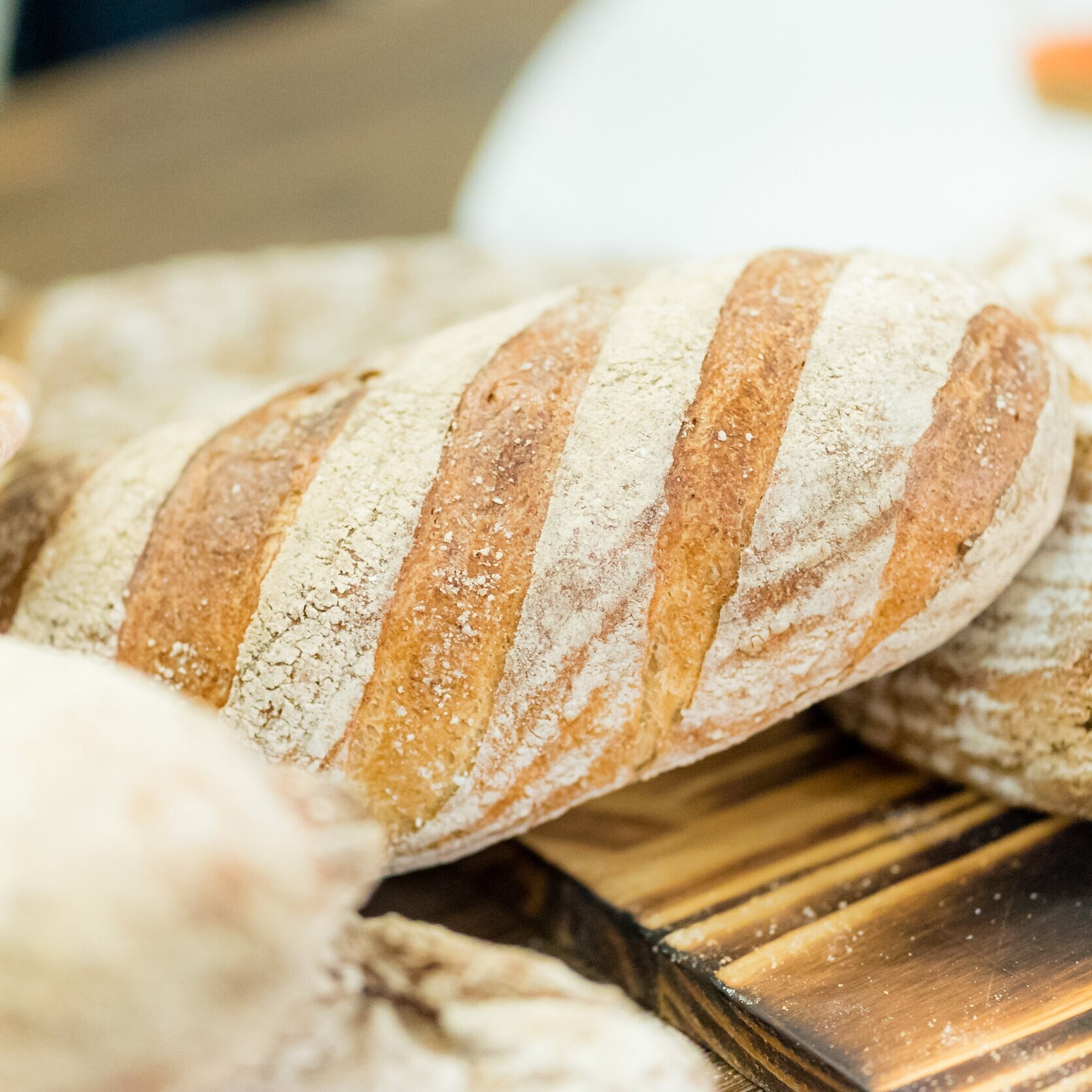 Loaves of freshly baked bread