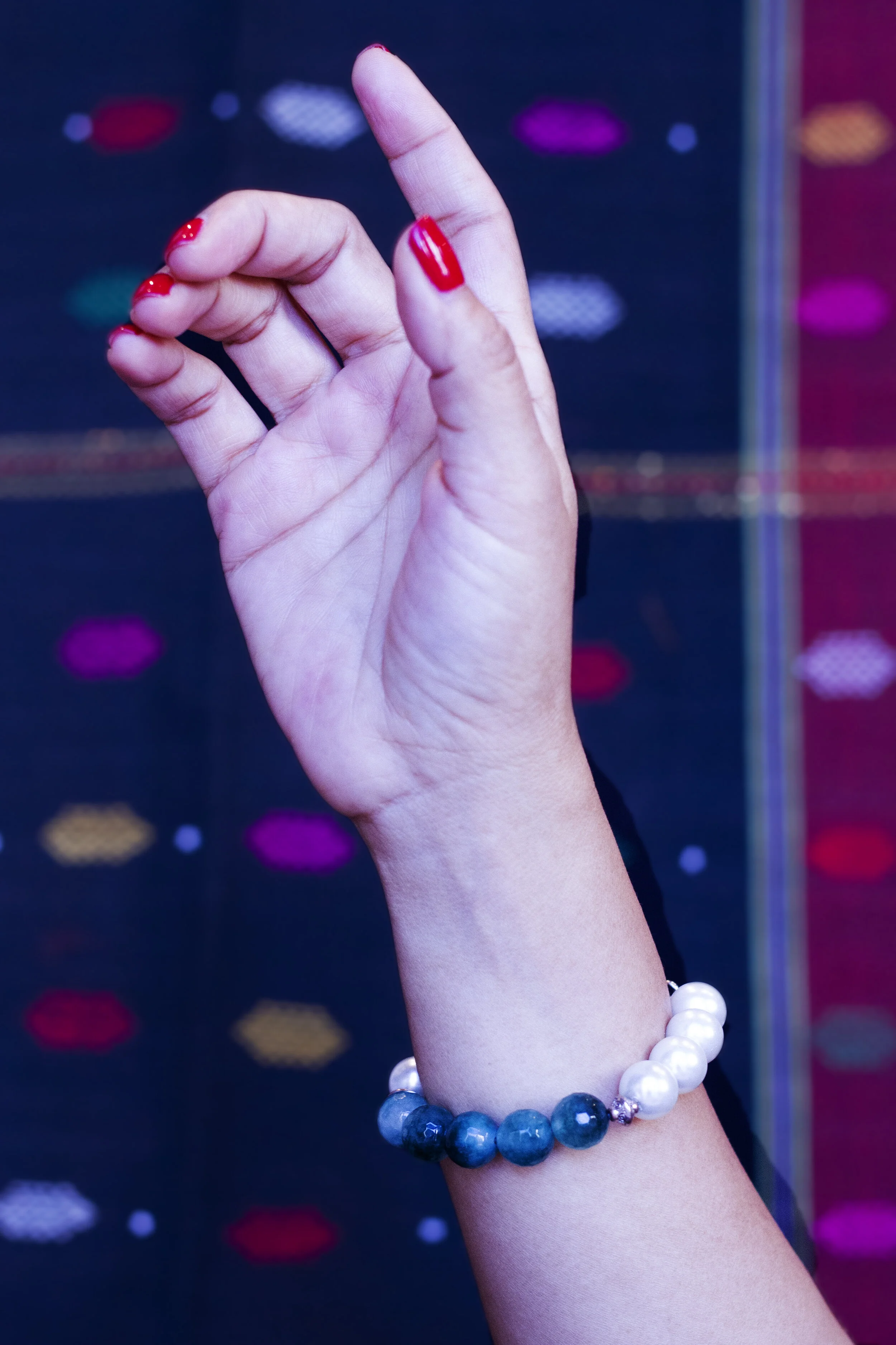 pearl white and green beads bracelet