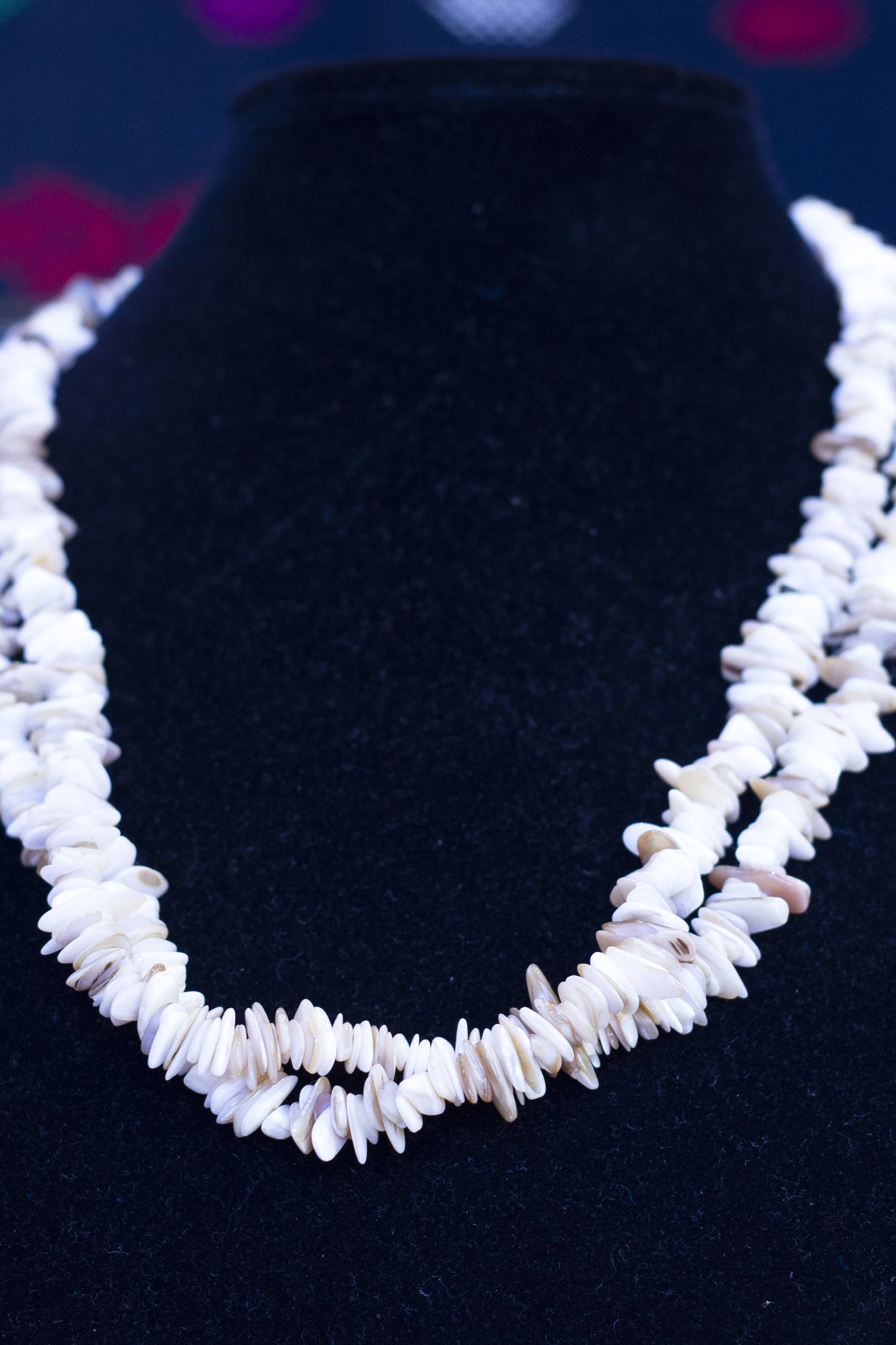 white stone shell beaded necklace