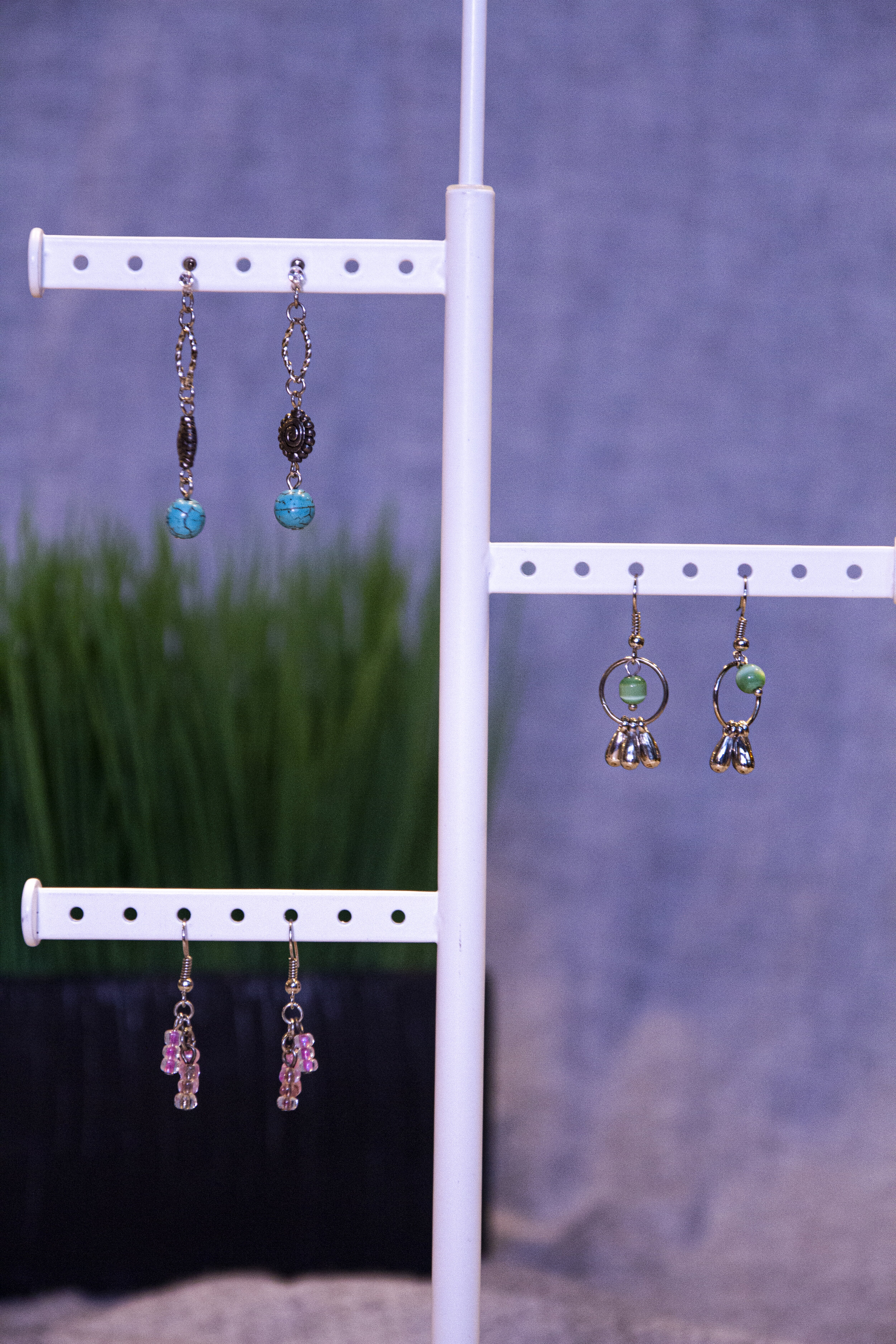 turquoise bead and copper flower earrings