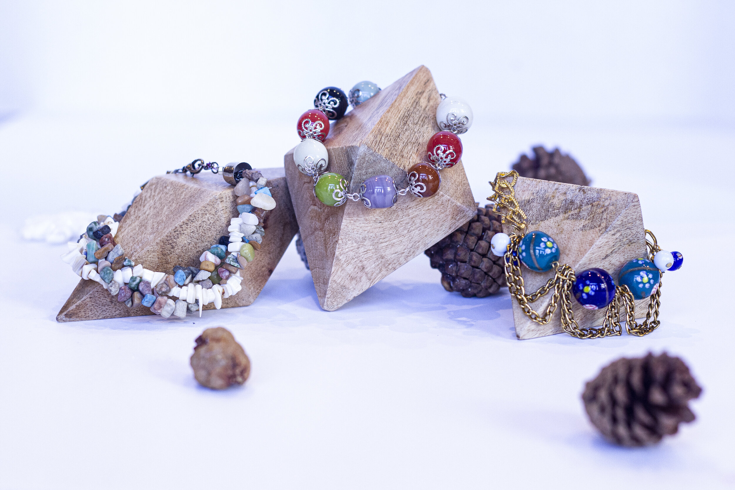 green black purple red and white bead bracelet