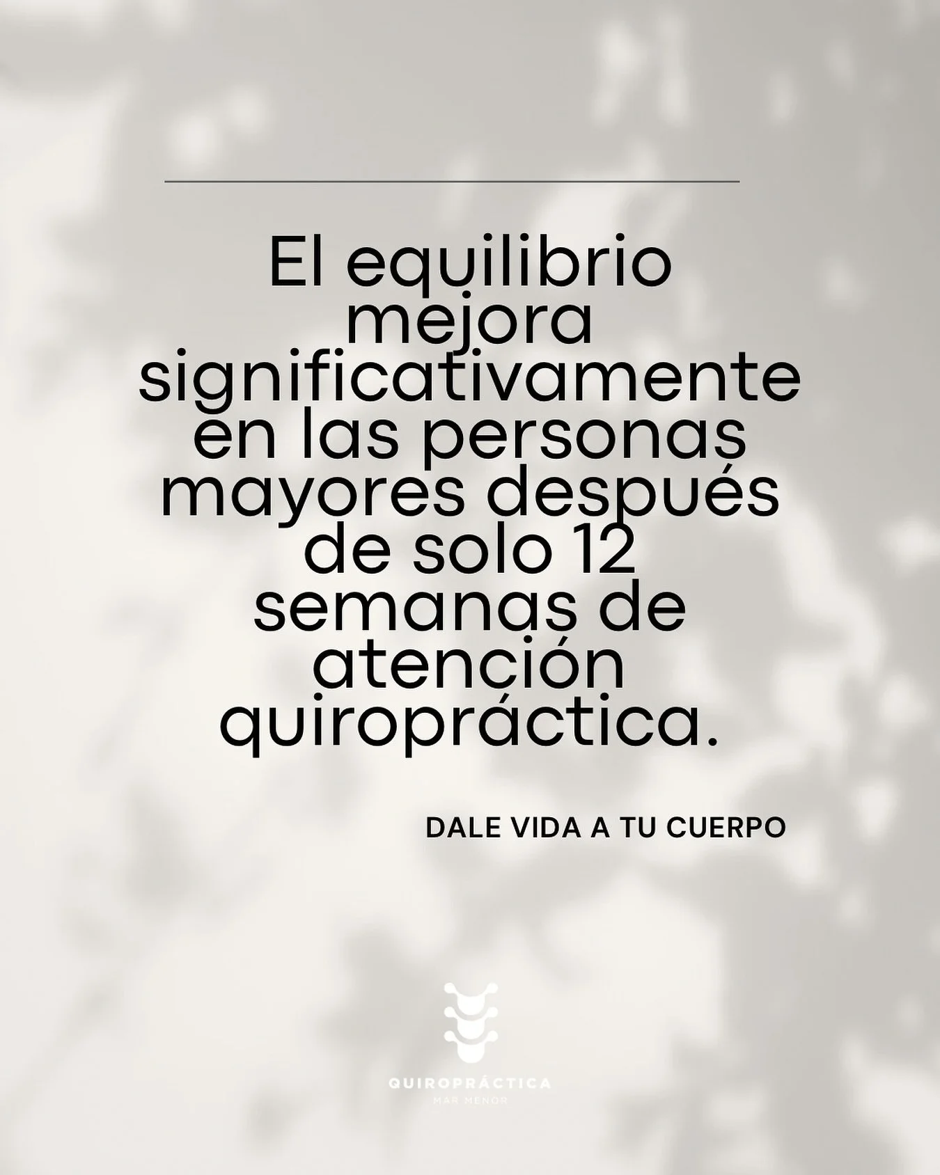 El equilibrio es clave para mantener una vida activa y plena.
En Quiropr&aacute;ctica Mar Menor acompa&ntilde;amos a nuestros pacientes para que mantengan su movilidad y disfruten cada etapa de la vida.
💙 &iexcl;Estamos aqu&iacute; para ayudarte!
📞