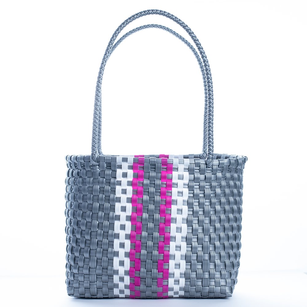 Silver, White, & Pink Checkered Bag — Misión de Caridad