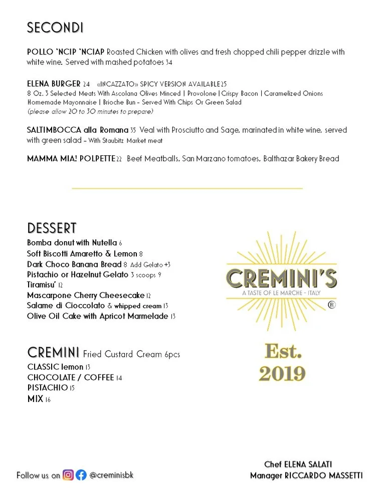 Cremini's — Olive all'ascolana, our menu at cremini's is always new