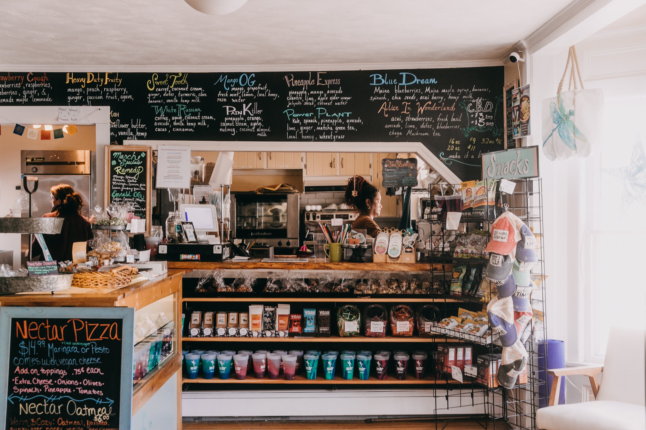 Located in Bridgton, Nectar serves plant-based and gluten free smoothies, CBD products, herbal remedies and locally made gifts.