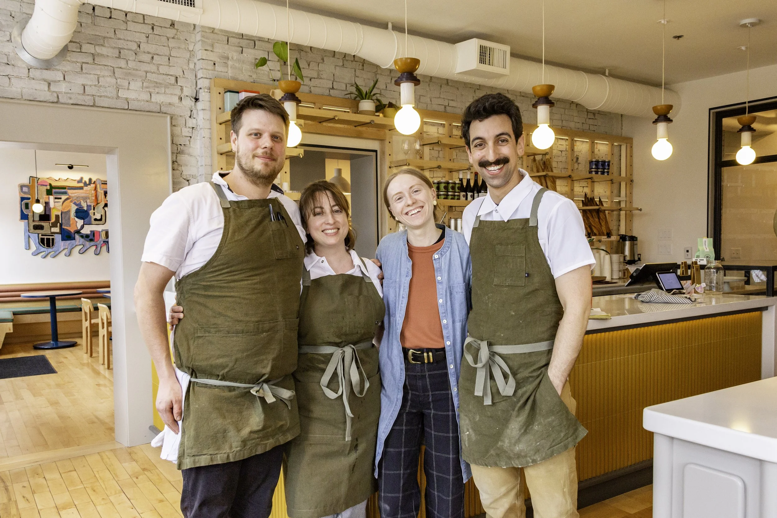   Bread &amp; Friends Executive Chef Jeremy Broucek—a 2026 James Beard semi-finalist for Best Chef: Northeast—with the restaurant's co-founders Jess Rattey and Maggie and Tanner Rubin.  PHOTO: STARCHEFS 