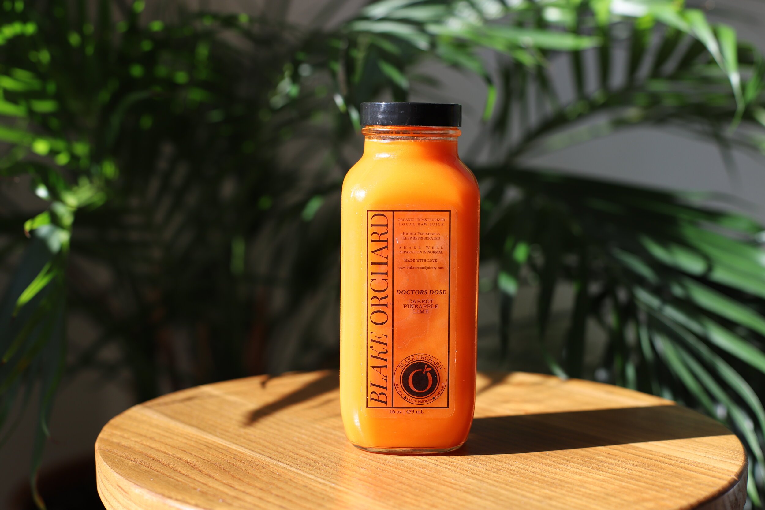 Doctors Dose, one of Blake Orchard Juicery's blends with carrot, pineapple, and lime