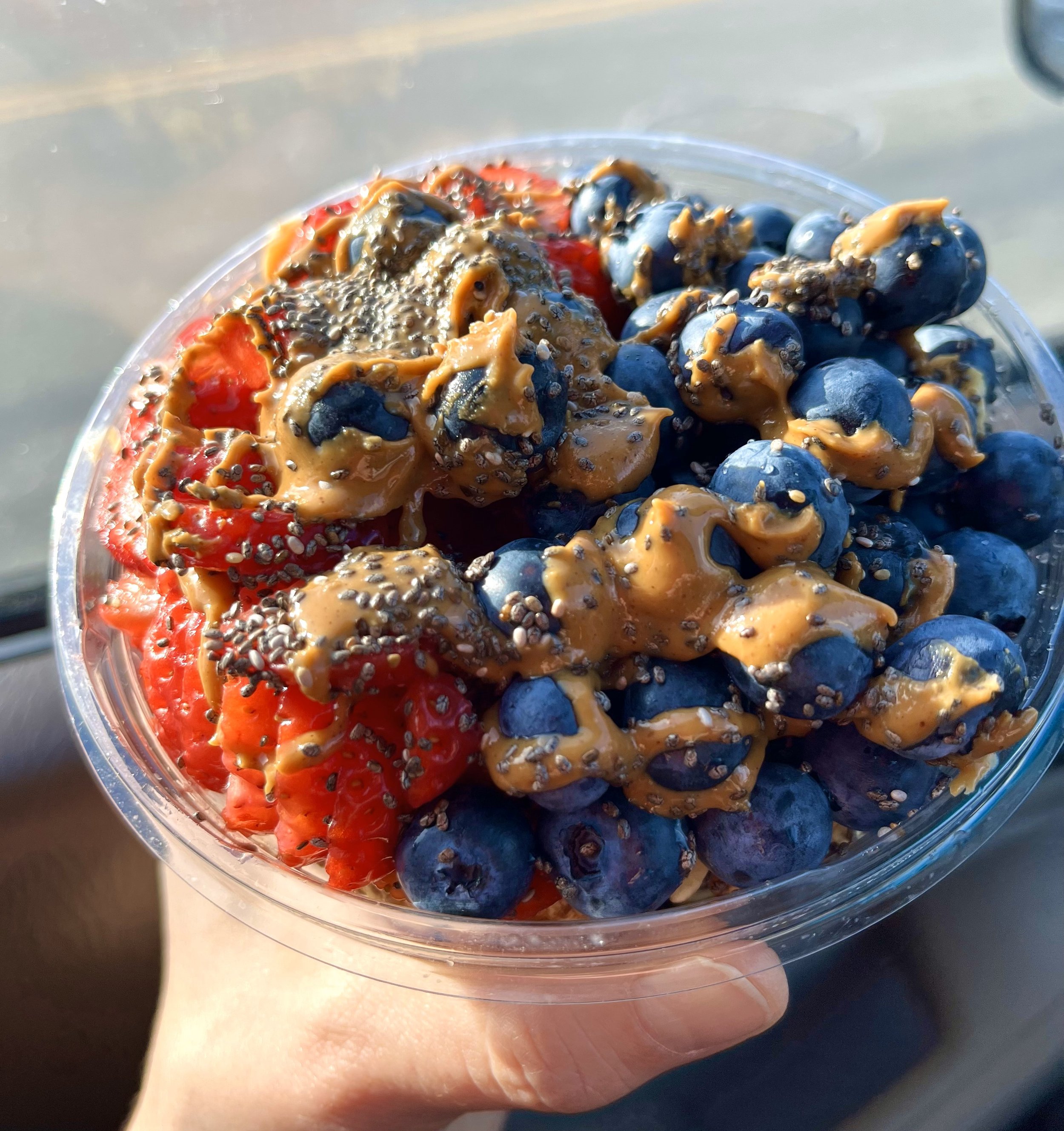 Bay Bowls’ Paraiso Bowl with pitaya, granola, blueberry, strawberry, chia seeds and peanut butter. 