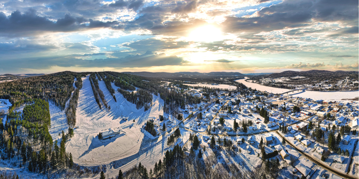 Aerial view of Fort Kent and Lonesome Pine Ski Area.