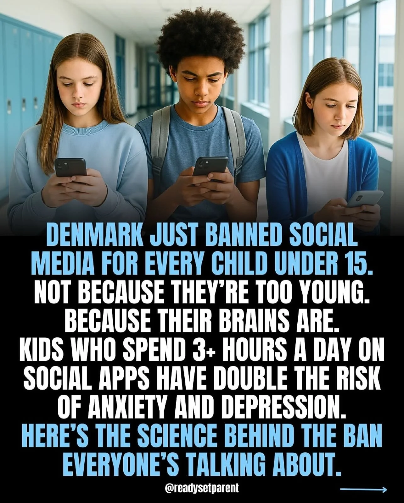 &ldquo;Denmark just did what most parents wish they could do alone.
They banned social media for every child under 15.
Not because kids are too young, but because their brains are.
 
For years, we&rsquo;ve asked 12-year-olds to manage dopamine loops 