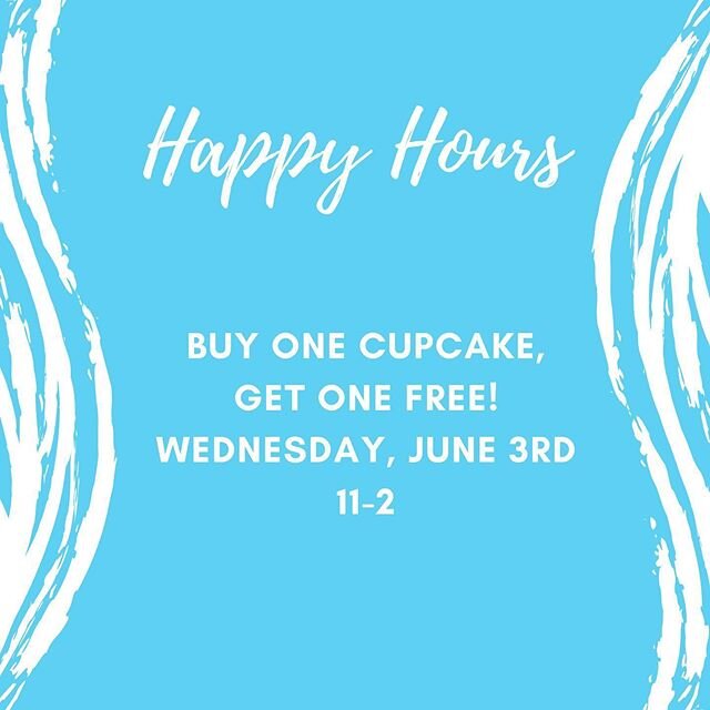Surprise!! Today we&rsquo;re having a special happy hour treat!! From now until 2 pm buy one cupcake, get one free! Give us a call at 601-278-0635 to place your order! 🧁🤩