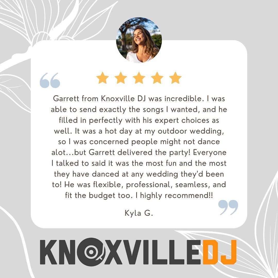Great reviews just keep coming! We had a blast at this wedding. Reach out to let us know how we can help make your wedding the best party anyone remembers.