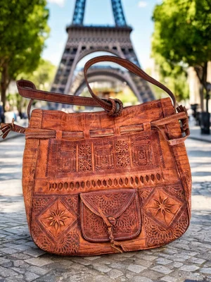 Moroccan Leather drawstring bag — Aimé Lou