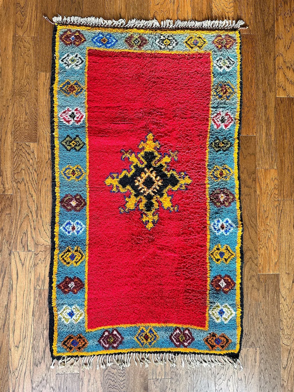 Tapis Berbère Marocain En Laine Mouton - 5.5x8.7 Pieds - Fait Main, Multicolore, Style Boho