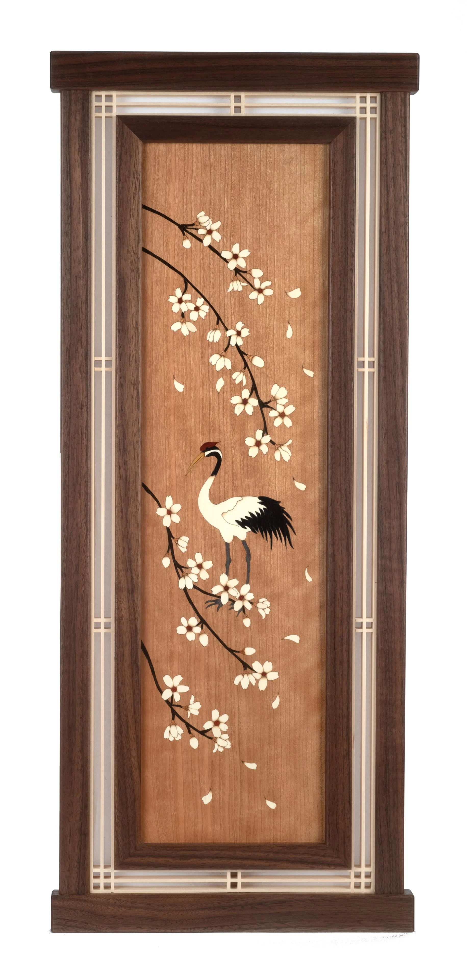 Crane and Cherry Blossom Wall Panel