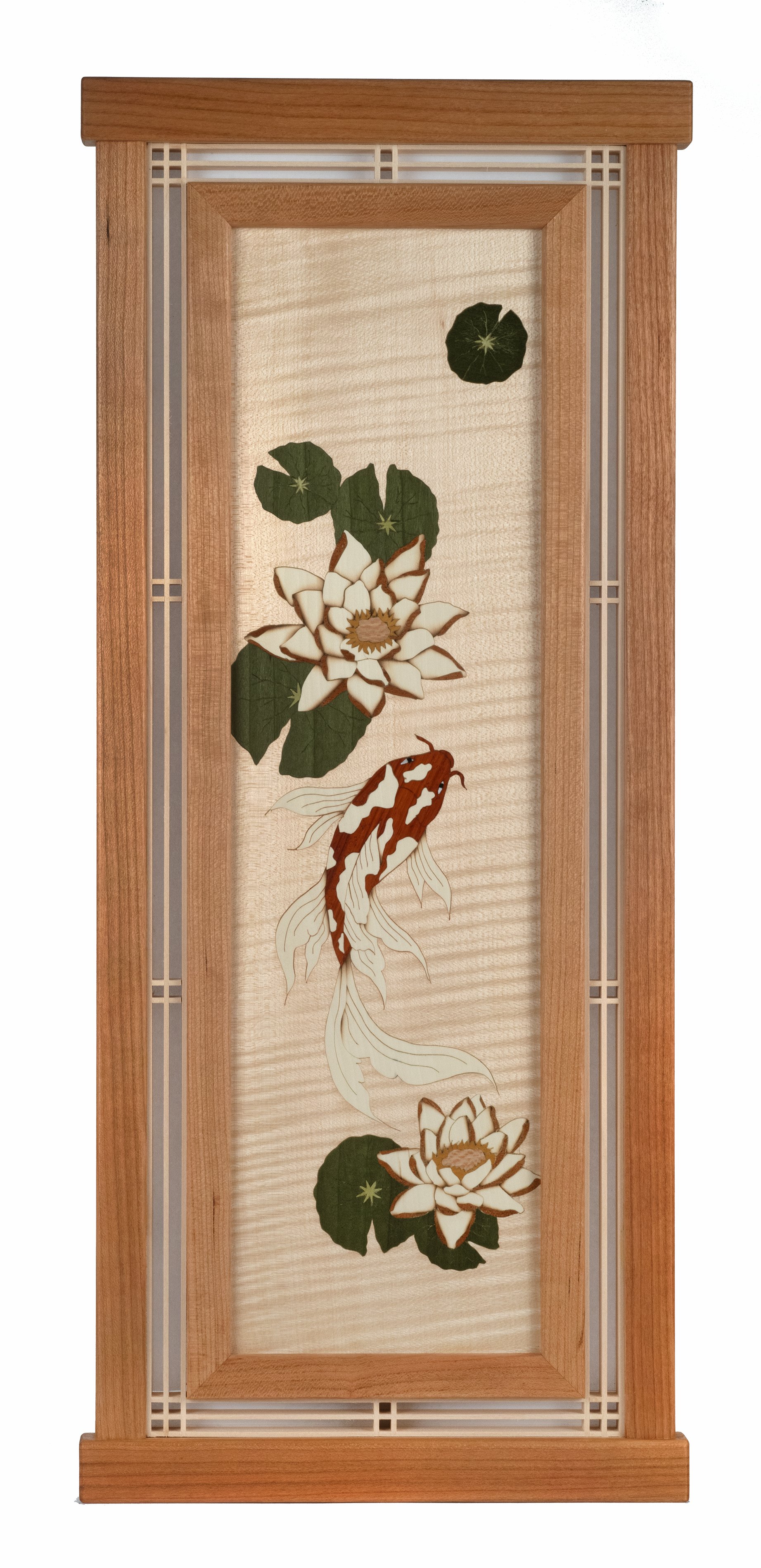 Koi Fish Marquetry Wall Panel