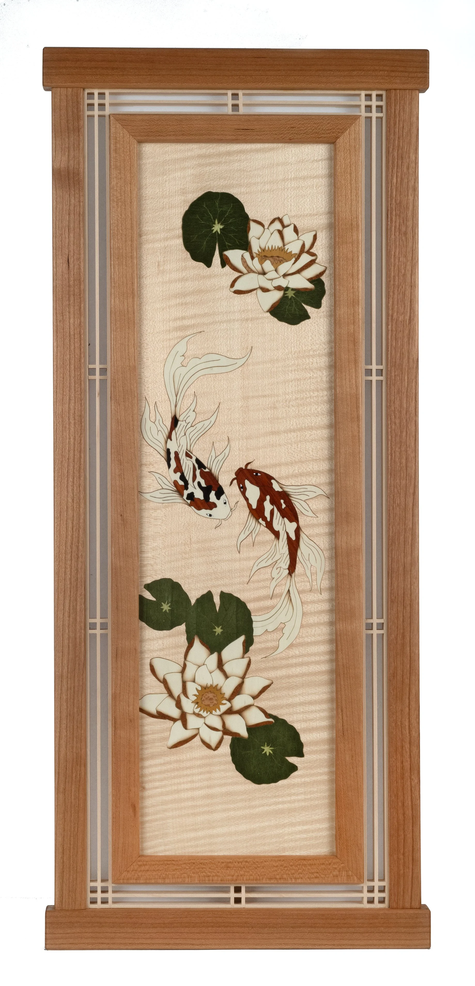 Koi Fish Marquetry Wall Panel