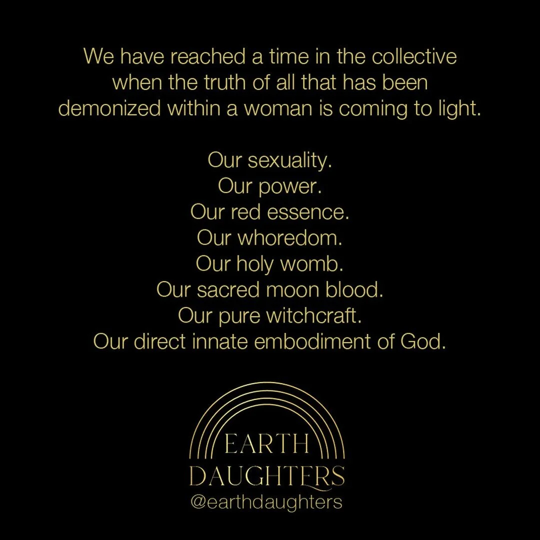 Patriarchy has attempted to control the womb for thousands of years. This is our collective fear of the feminine wild who can never be controlled by anything.

Our great mythologies have long prophecied this time we are living in now, as the time of 