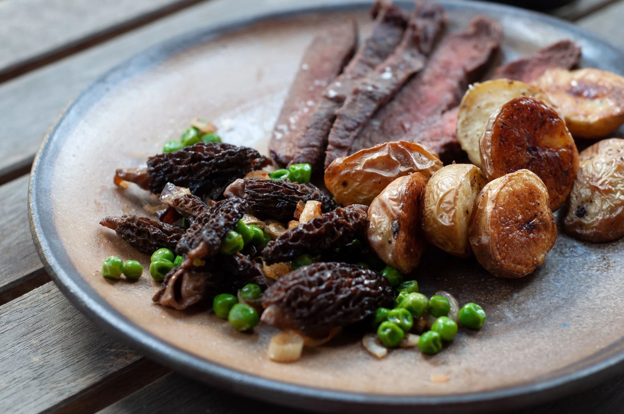 Flat Iron Steak with Wild Montana Morel Sauté