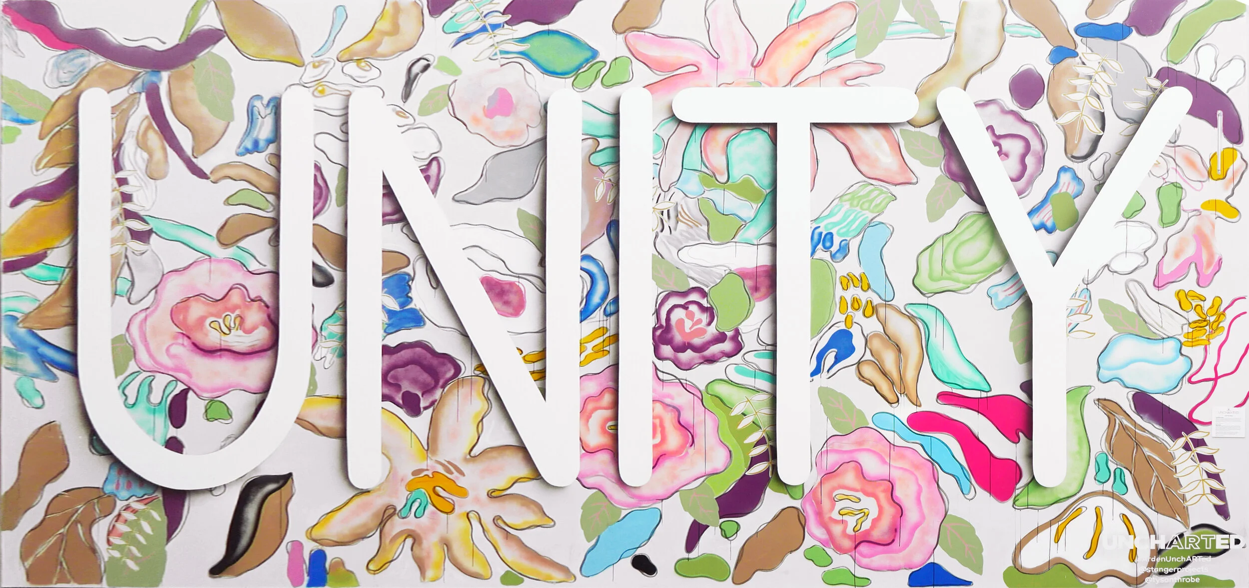 The mural is located inside the mall on the outside of the entrance to Macy’s!