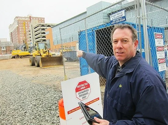 Archeologist Thwarted In History-Rescue Quest As jackhammers pounded the ground and a John Deere grapple lifted buckets full of dirt, Rob Greenberg peered through a fence—but wasn’t allowed past it—in search of early New Haven Colonial history. Greenberg (pictured), New Haven’s leading amateur archeologist, has been trying to get past the fence into the “holy grail” or early downtown historical sites to sift dirt for treasures before the heavy machinery destroys them. The developer who commissioned the machinery, Robert Landino of Centerplan, won’t let him in. Read the New Haven Independent Article Archeologist Thwarted In History-Rescue Quest