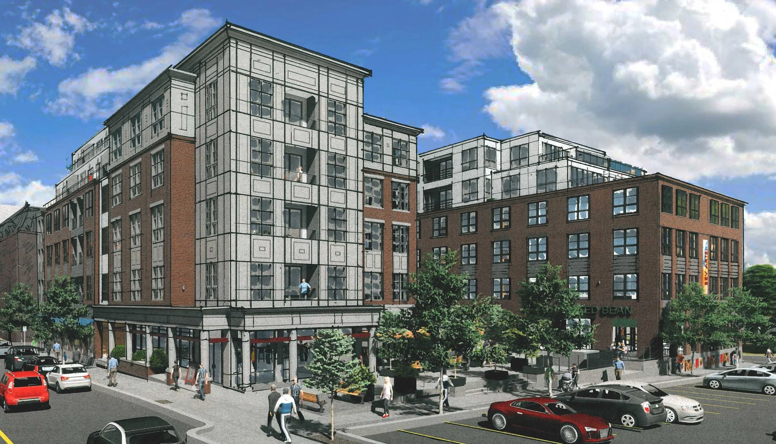 A rendering of the current proposal for Depot II as seen from the Post Office.