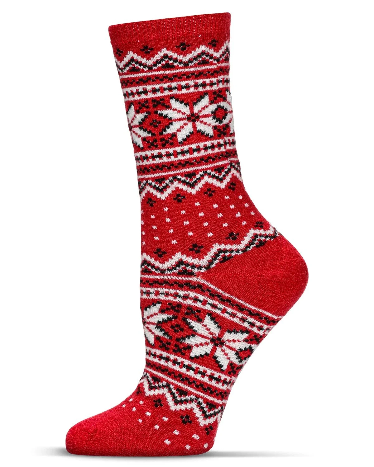 SOFT FAIR ISLE CASHMERE BLEND RED CREW SOCKS
